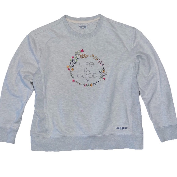 Life is Good Tops - Life Is Good Sweatshirt Women's Small Gray Pullover Graphic Crew Neck Ladies
